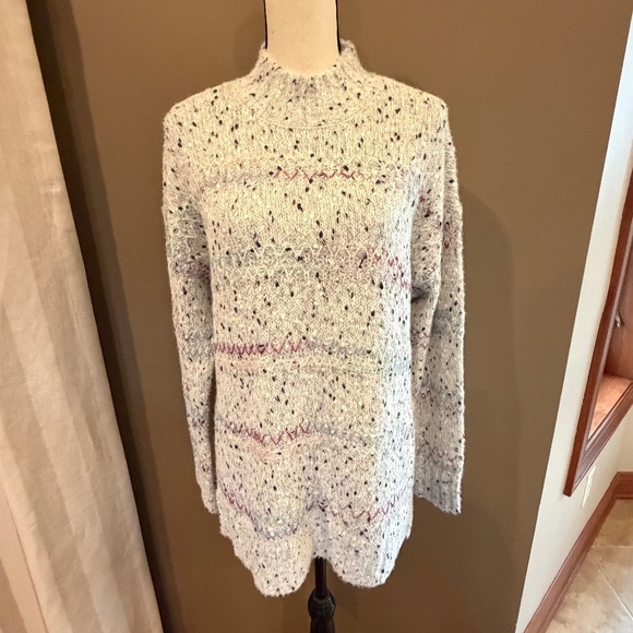 NWT Christopher & Banks Multicolored Speckled Mock Sweater, Size Large - Picture 2 of 14